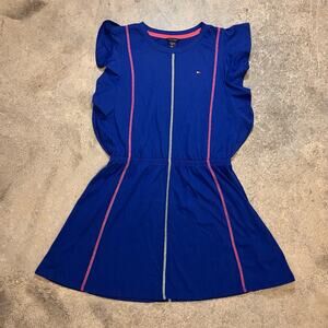 Tommy Hilfiger Cobalt Blue Yellow Stitch Polo Mini Dress Size XL 16 Tennis Prep